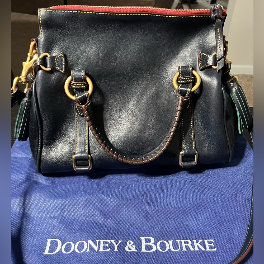 Dooney & Bourke Leather Florentine Satchel Navy. - Picture 2 of 7